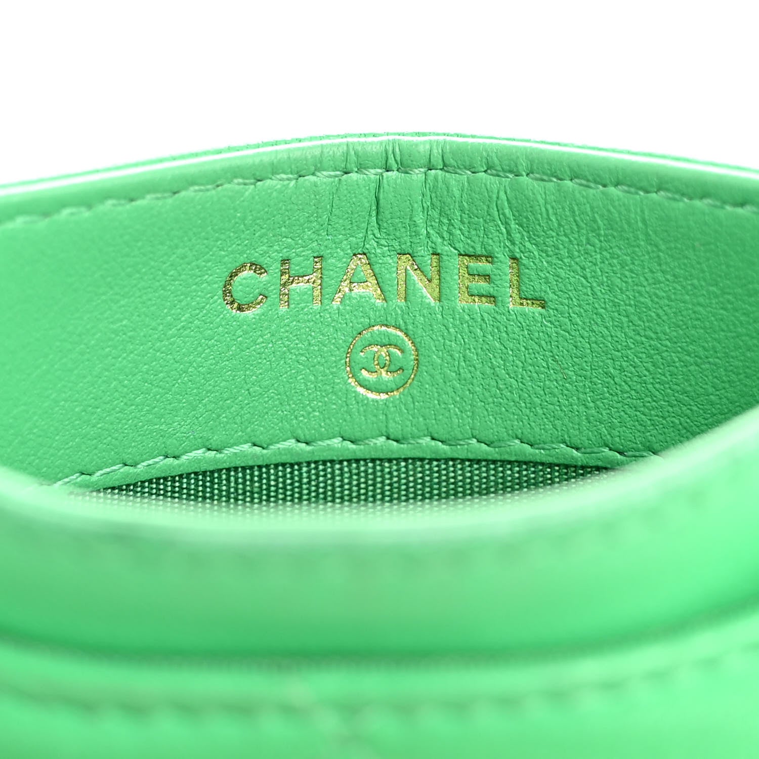 Chanel Lambskin Quilted Chanel 19 Card Holder Green 6 of 15