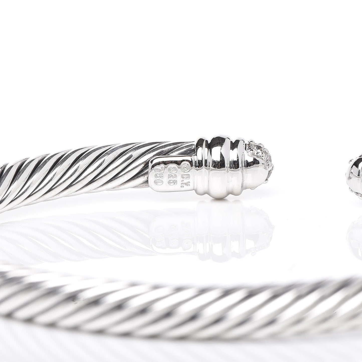 Sterling Silver Pave Diamond 5mm Cable Classics Bracelet
