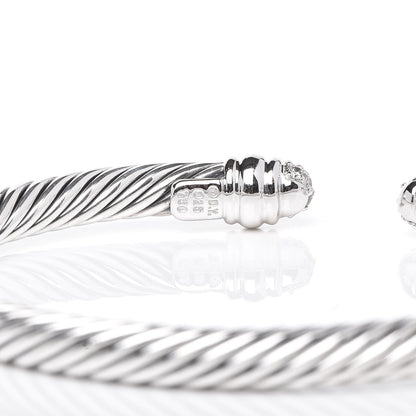 David Yurman Sterling Silver Pave Diamond 5mm Cable Classics Bracelet 4 of 5