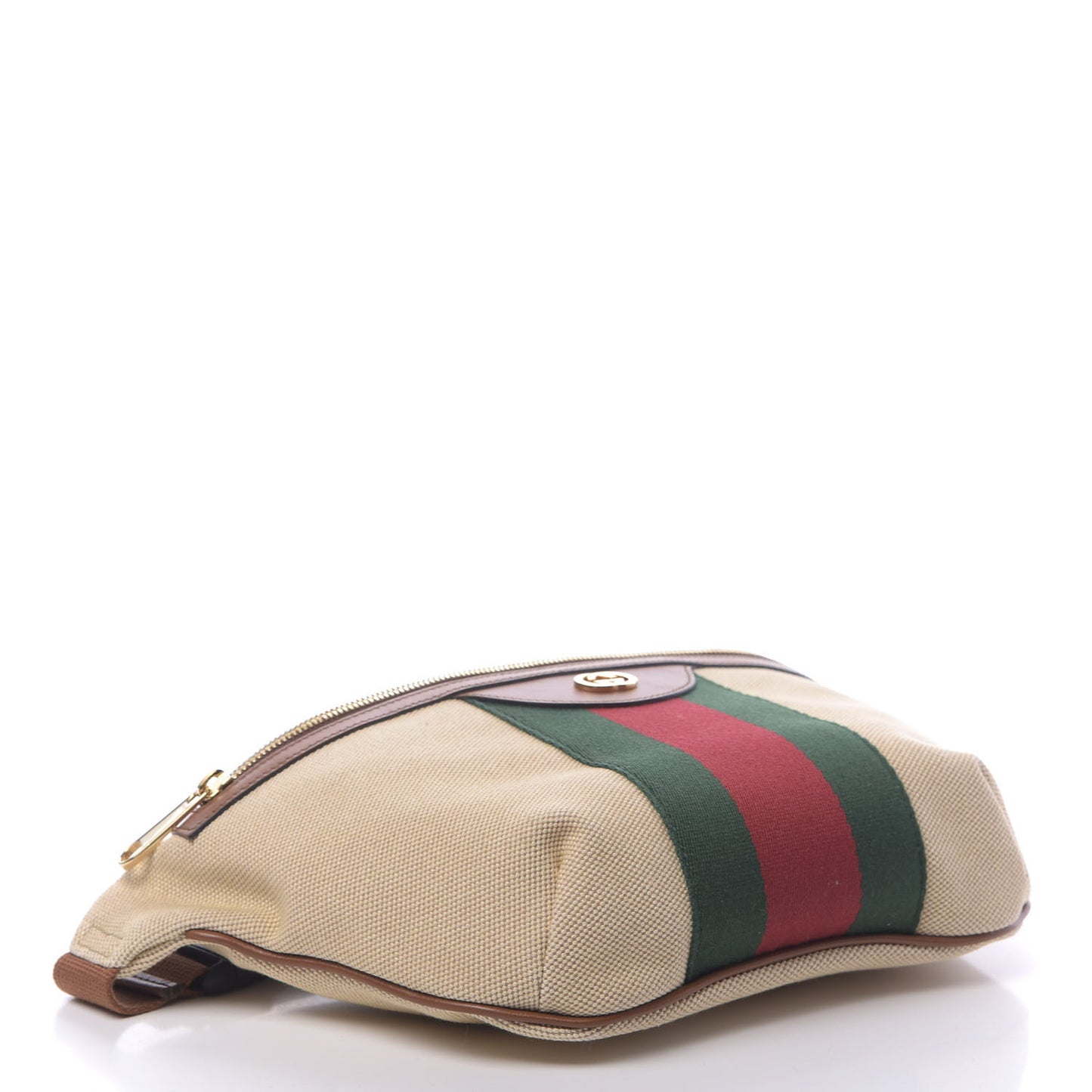 Vintage Canvas Web Belt Bag Sand Cuir