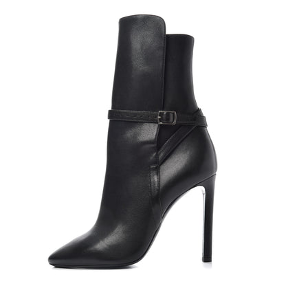 Saint Laurent Nappa Mica Buckle Ankle Booties 39 Black 1 of 10