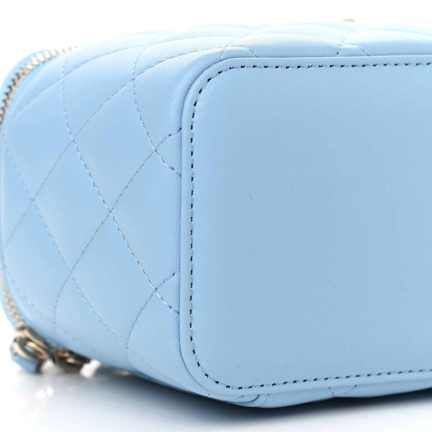 Chanel Lambskin Quilted Pearl Crush Small Vanity Case With Chain Light Blue 9 of 11