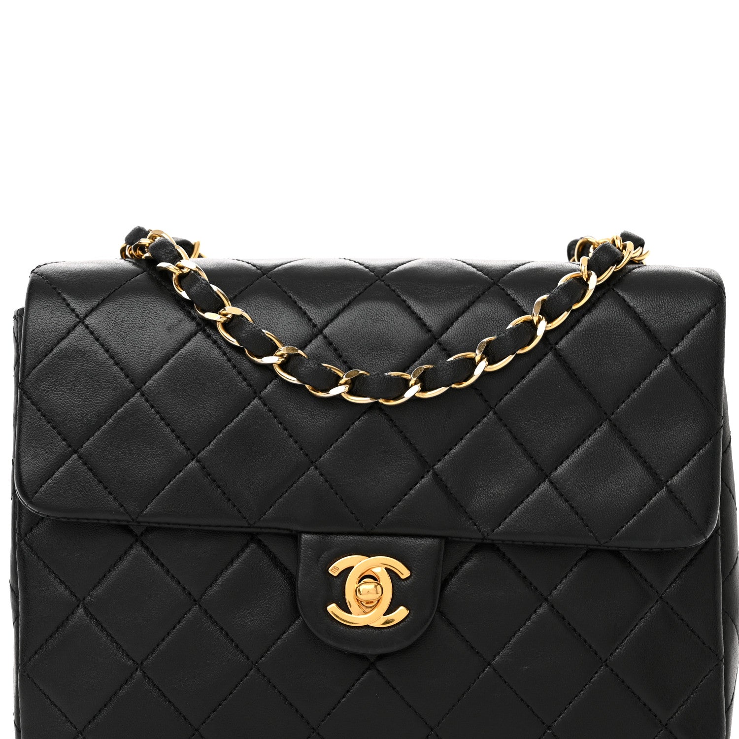 Chanel Lambskin Quilted Mini Square Flap Bag Black 9 of 17