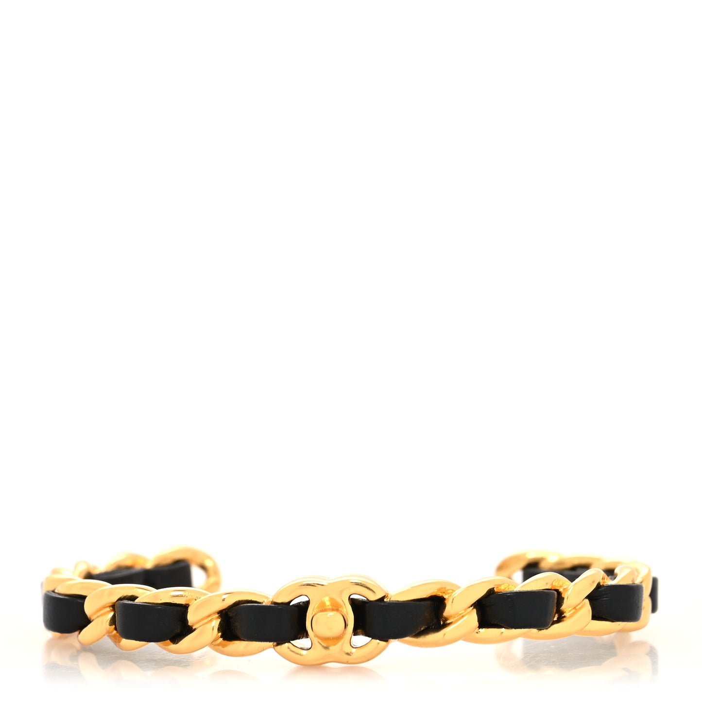 Lambskin CC Turnlock Chain Bracelet Black