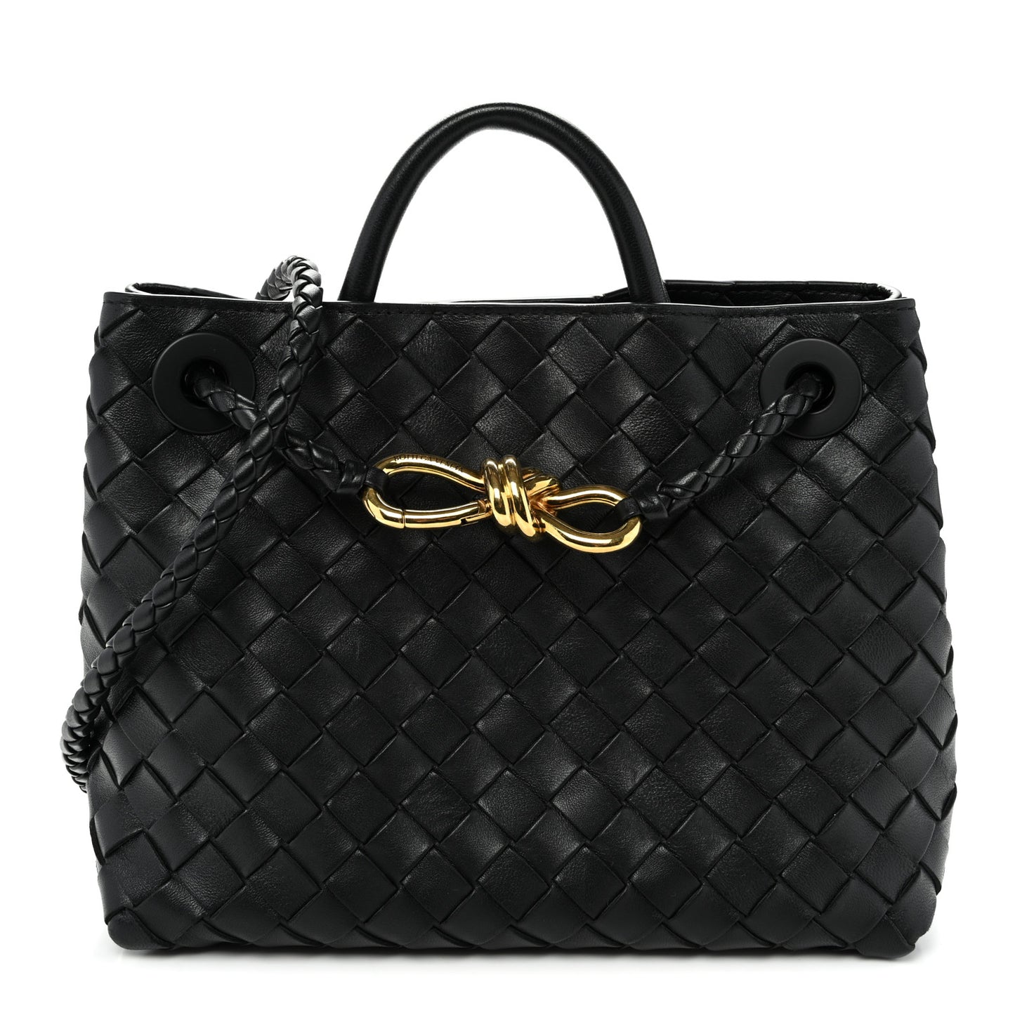 Nappa Intrecciato Small Andiamo Shoulder Bag Black