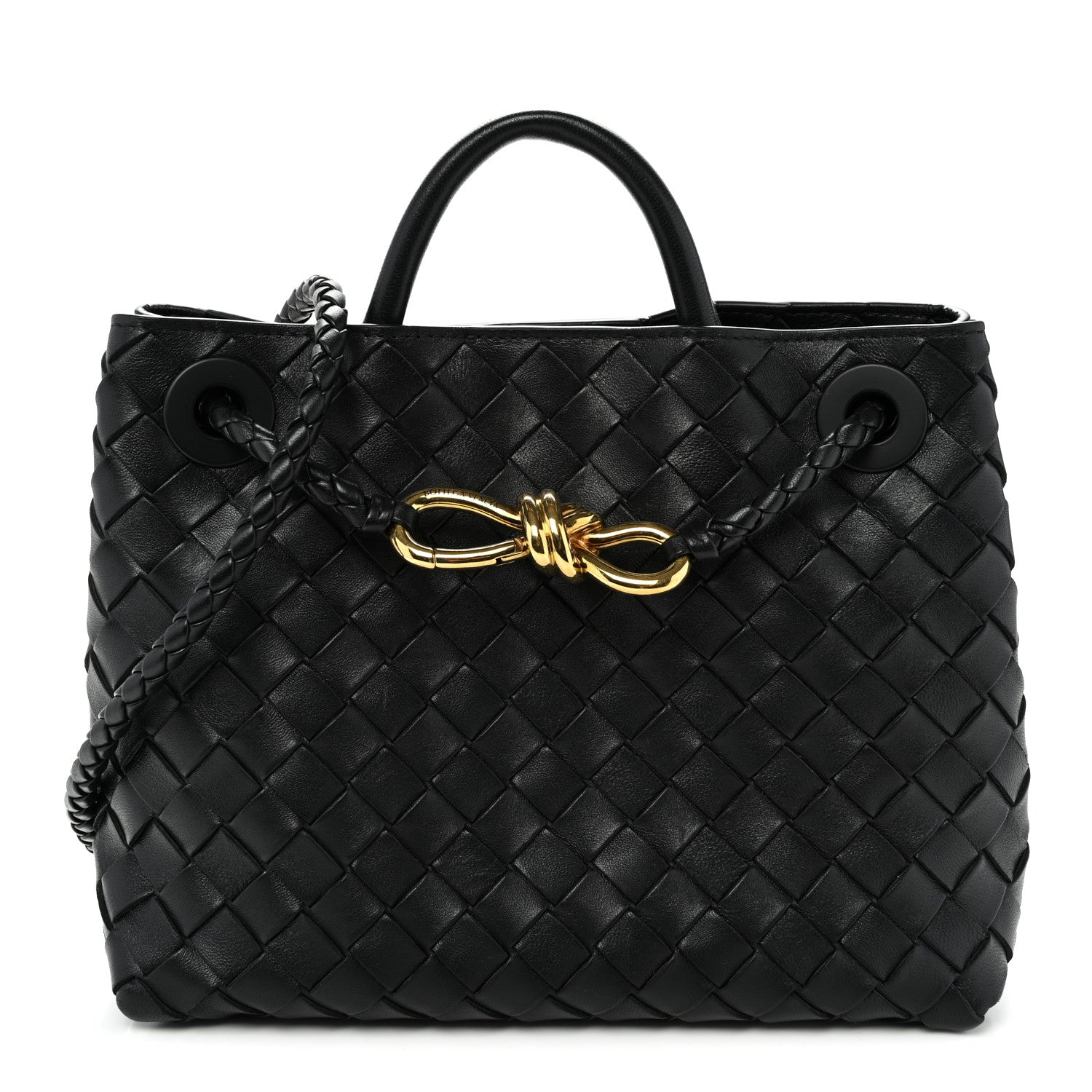Bottega Veneta Nappa Intrecciato Small Andiamo Shoulder Bag Black 1 of 9