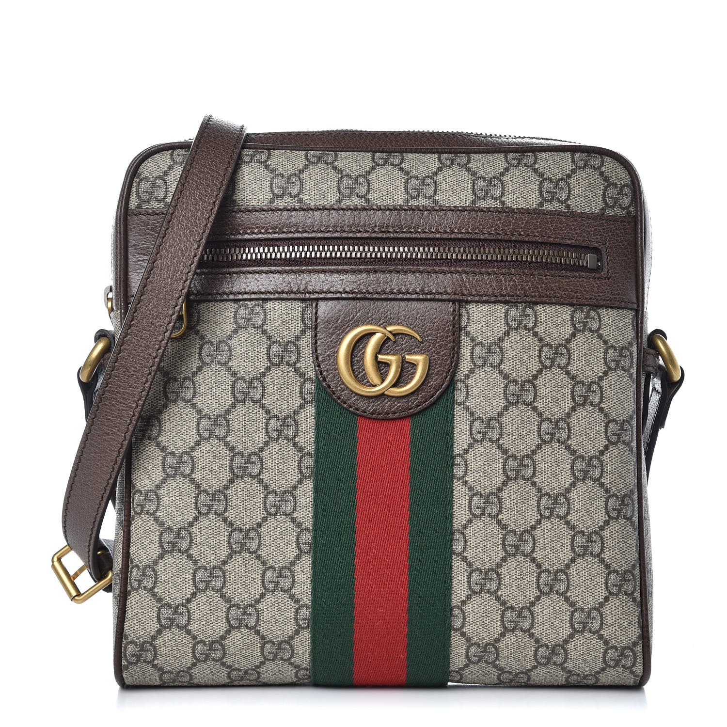 Gucci GG Supreme Monogram Web Small Ophidia Messenger Bag Brown 1 of 8