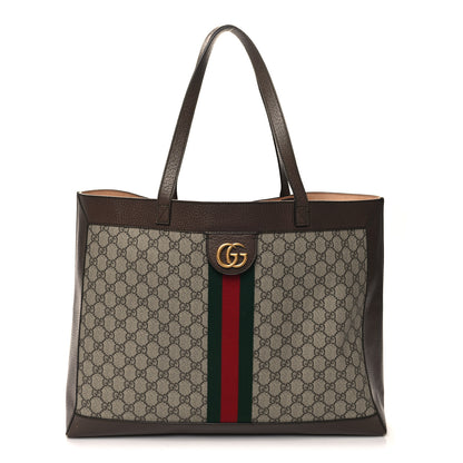 Gucci GG Supreme Monogram Web Ophidia Tote Brown 1 of 13