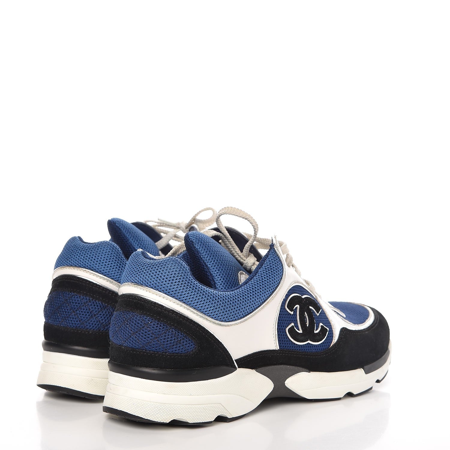 Chanel Suede Calfskin CC Sneakers 39 Blue Black 4 of 11