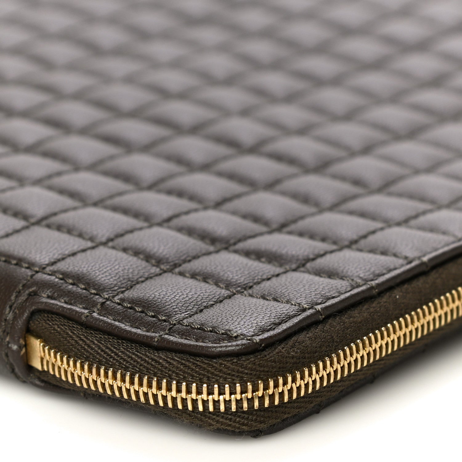 Celine Calfskin Quilted C Charm Pouch Khaki 12 of 13