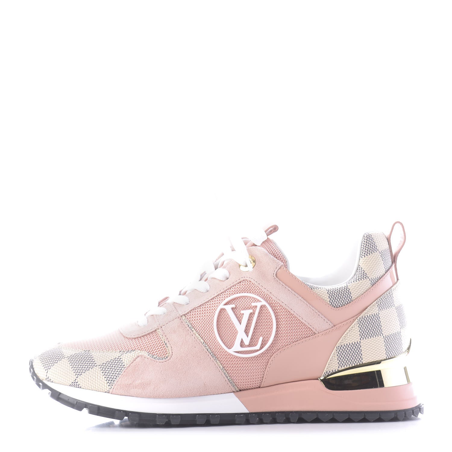 Louis Vuitton Suede Damier Azur Run Away Sneakers 38 Pink 1 of 8
