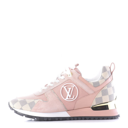 Louis Vuitton Suede Damier Azur Run Away Sneakers 38 Pink 1 of 8