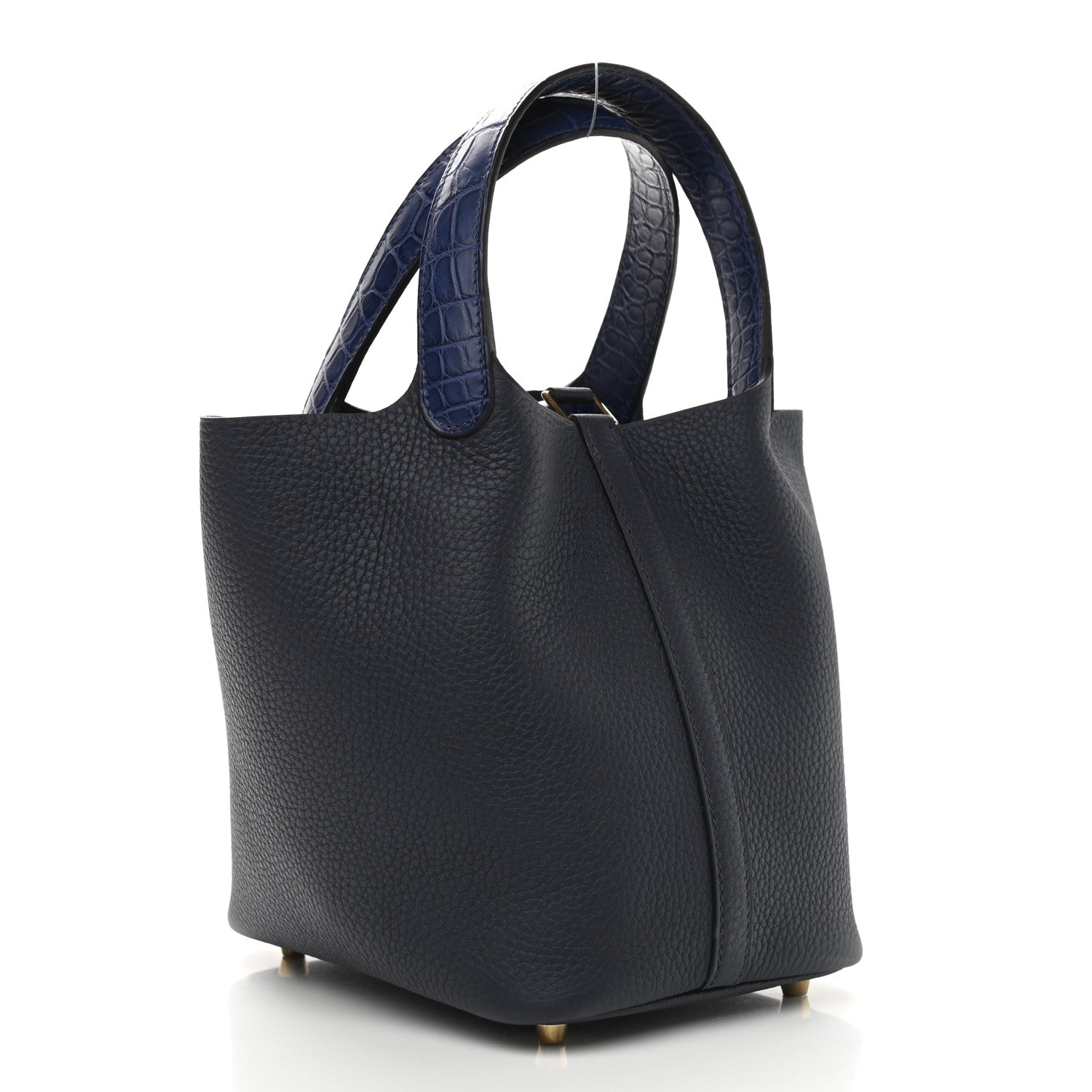 Hermes Taurillon Clemence Matte Alligator Picotin Lock Touch 18 PM Bleu Nuit Bleu Saphire 3 of 9