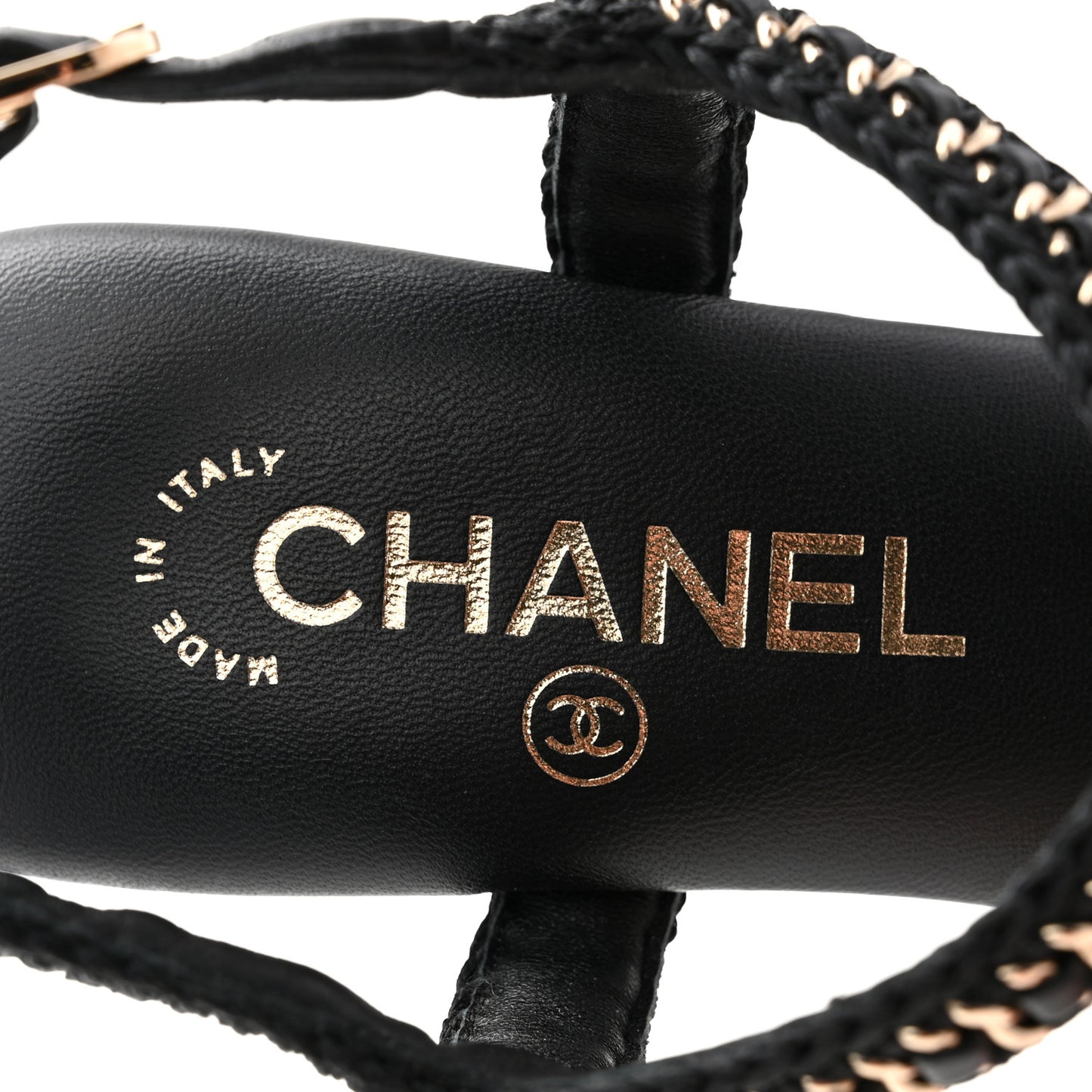Lambskin CC Chain Braided Sandals 37.5 Black