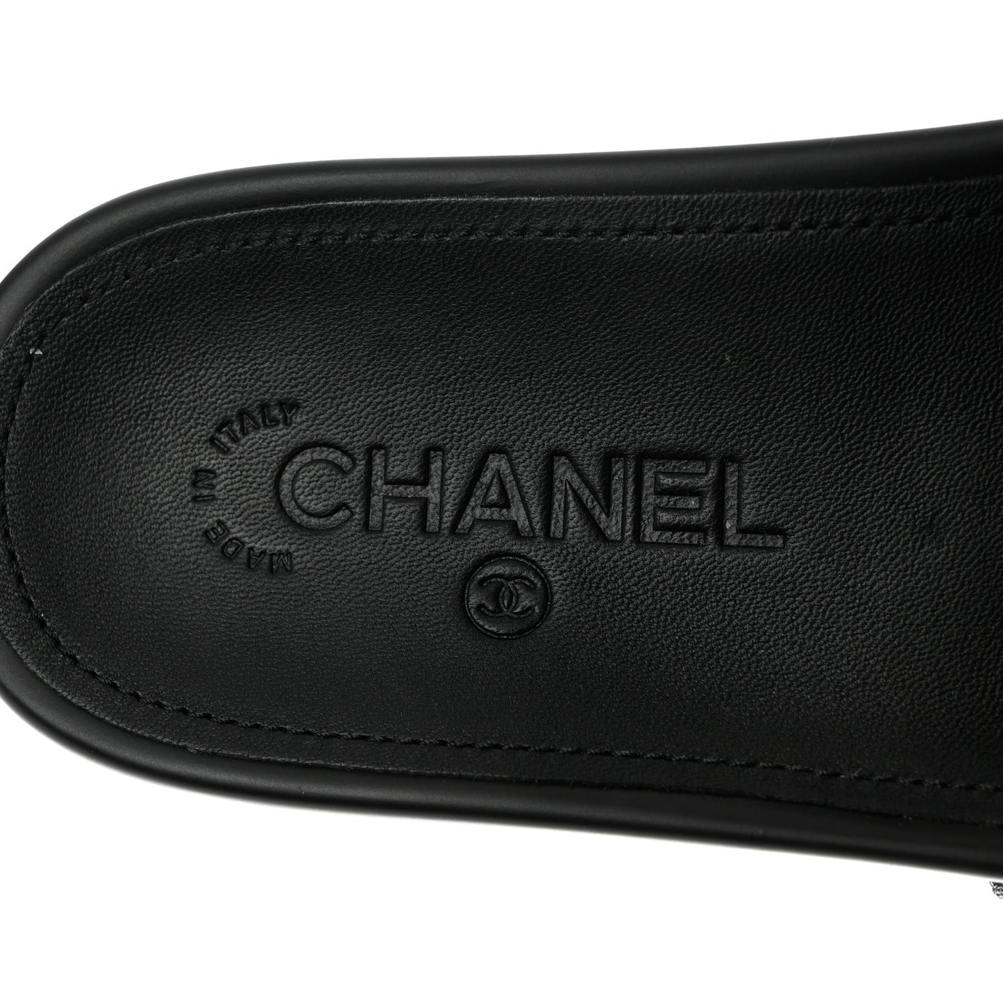 Fantasy Lambskin Chain Flat Sandals 37 Silver Black