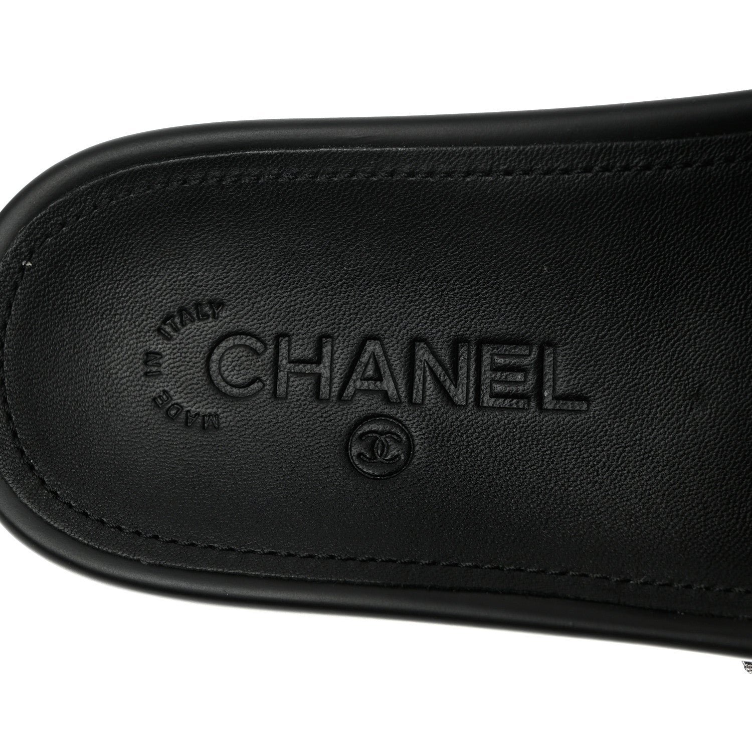 Chanel Fantasy Lambskin Chain Flat Sandals 37 Silver Black 7 of 10