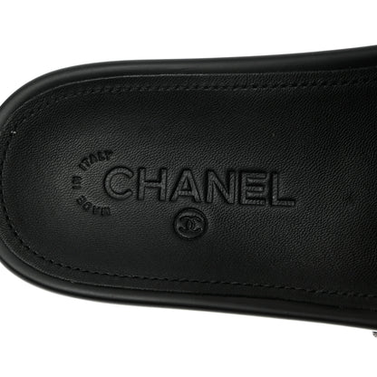 Chanel Fantasy Lambskin Chain Flat Sandals 37 Silver Black 7 of 10