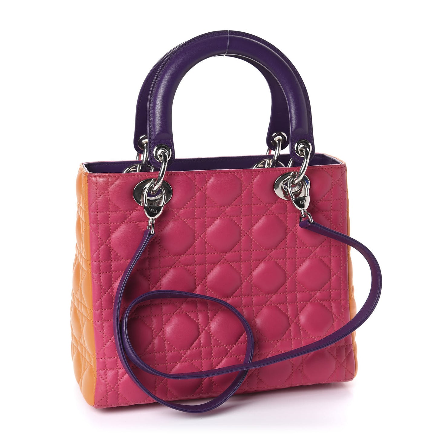 Lambskin Cannage Medium Tri-Color Lady Dior Pink