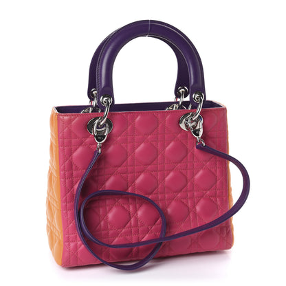 Christian Dior Lambskin Cannage Medium Tri-Color Lady Dior Pink 3 of 10