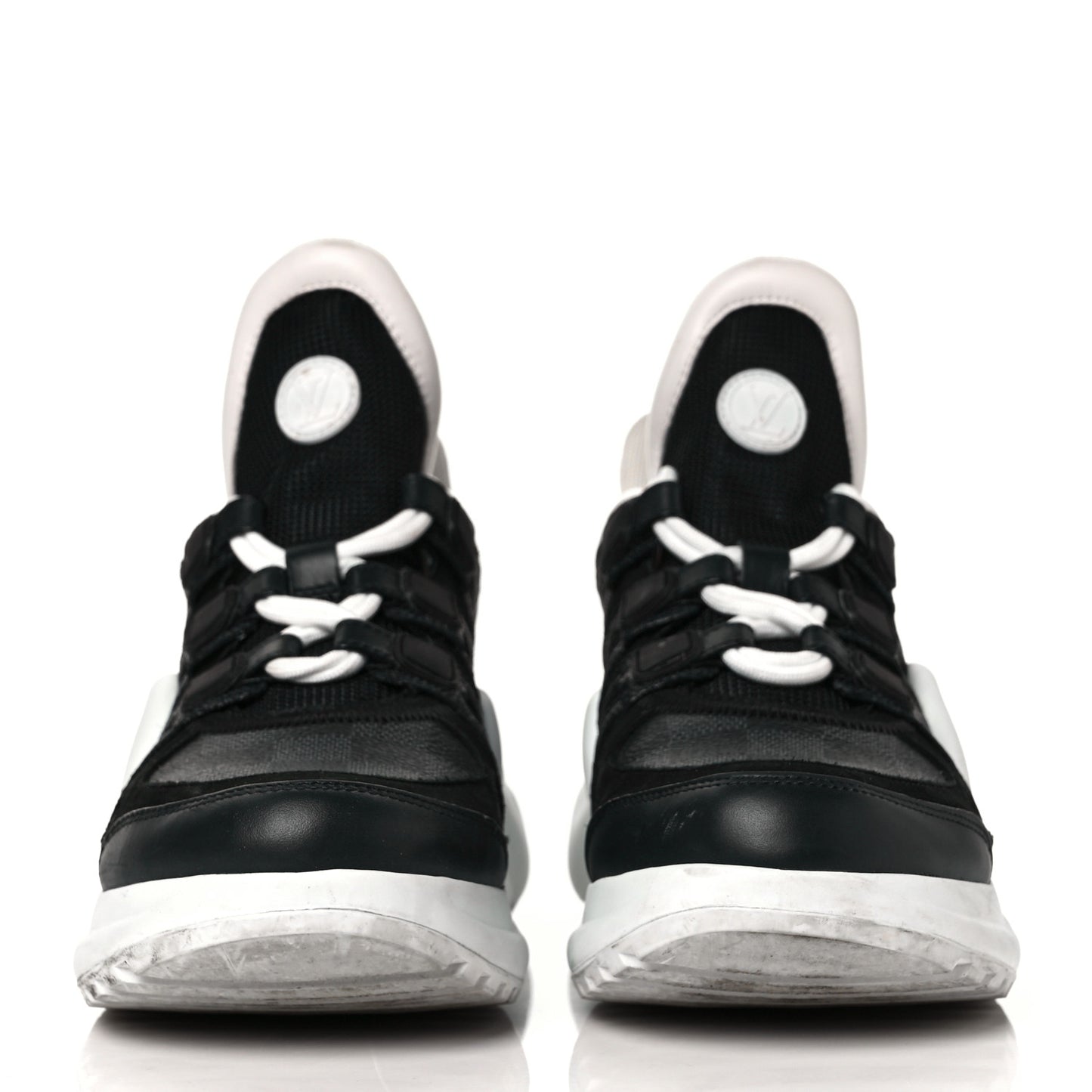 Calfskin Technical Nylon Damier Graphite LV Archlight Sneakers 36.5 Black White