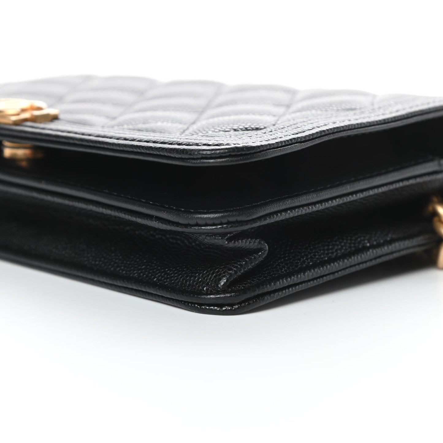 Caviar Quilted Boy Wallet On Chain WOC Black