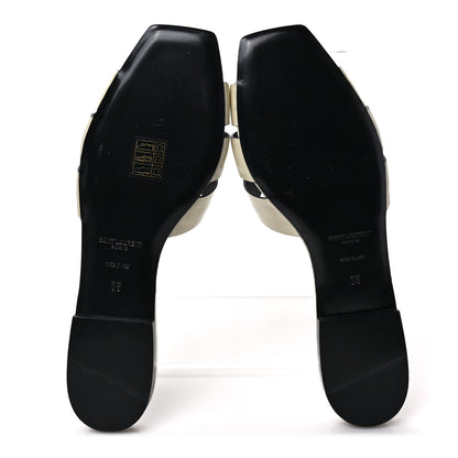 Saint Laurent Patent Calfskin Nu Pied 05 Slide Sandals 38 Off White 5 of 7