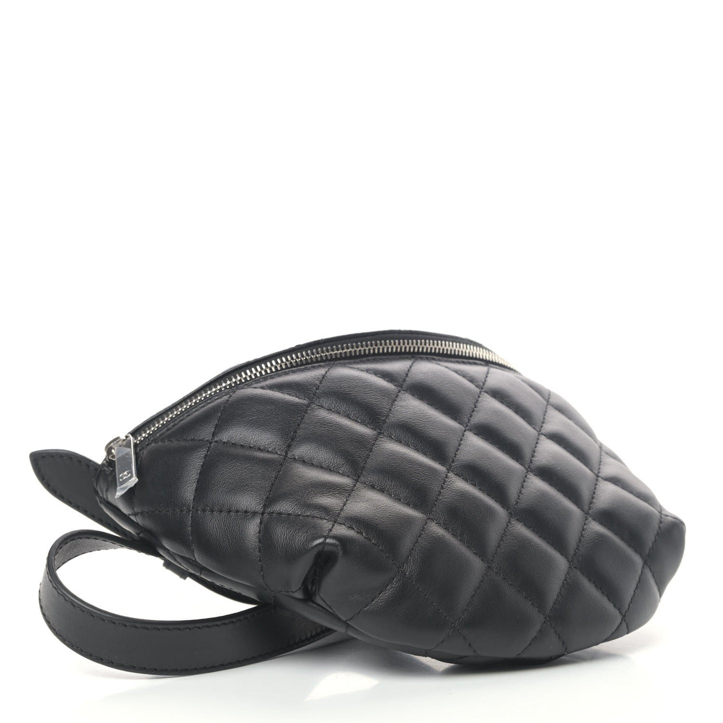 Calfskin Quilted Waist Belt Bag Black