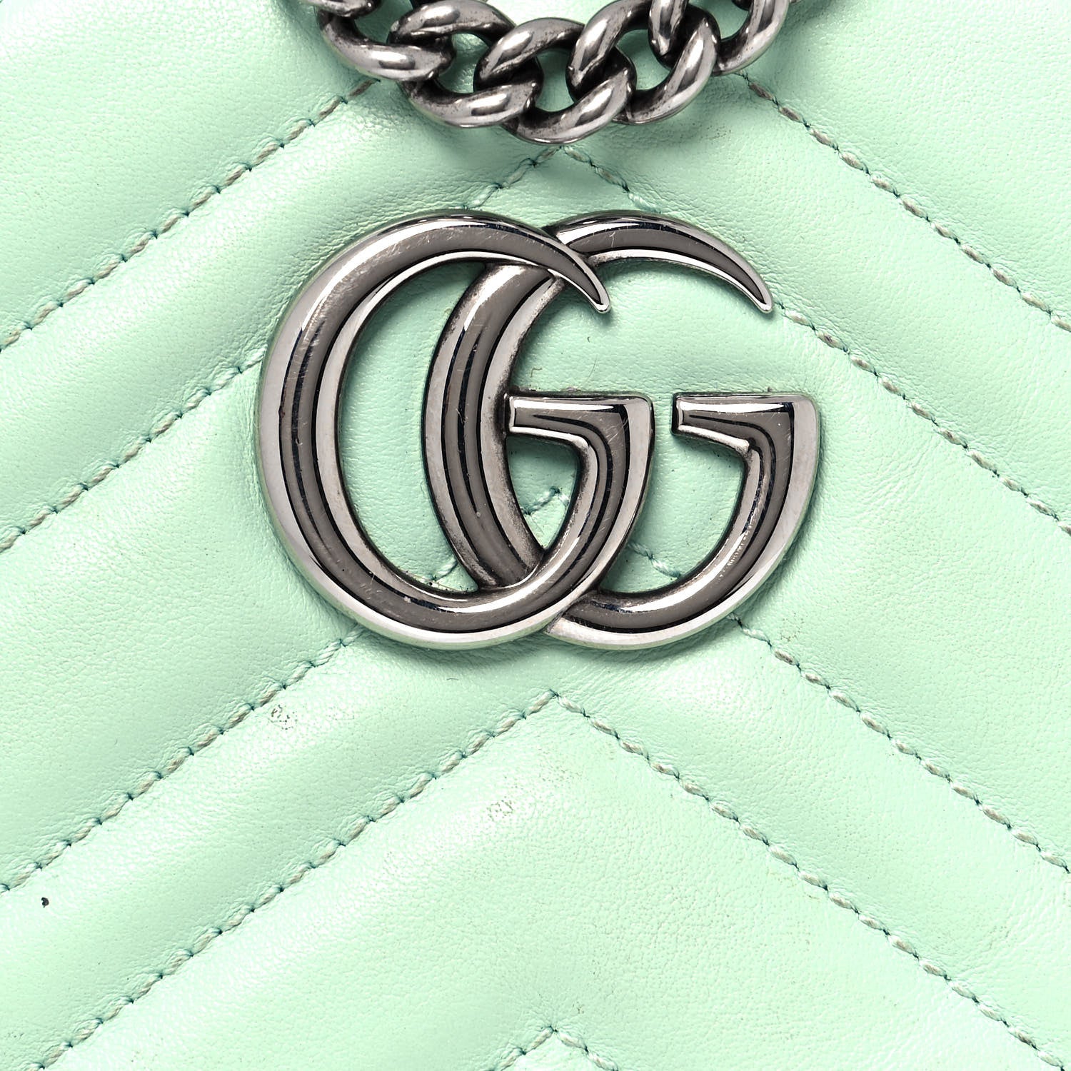 Gucci Calfskin Matelasse Mini GG Marmont Crossbody Bag Water Green 9 of 15