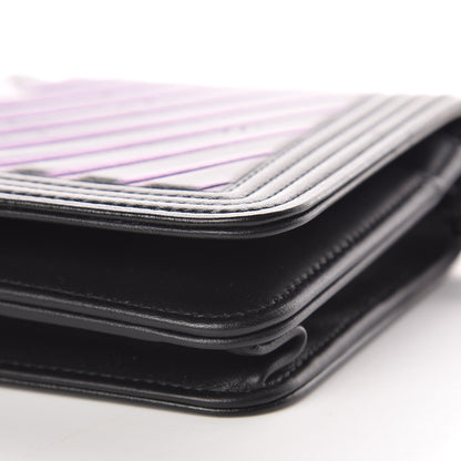 Chanel Calfskin Painted Chevron Embossed Boy Wallet On Chain WOC Black 10 of 15