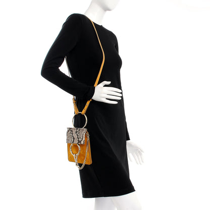 Chloe Suede Calfskin Python Embossed Mini Faye Bracelet Bag Sunflower 2 of 7