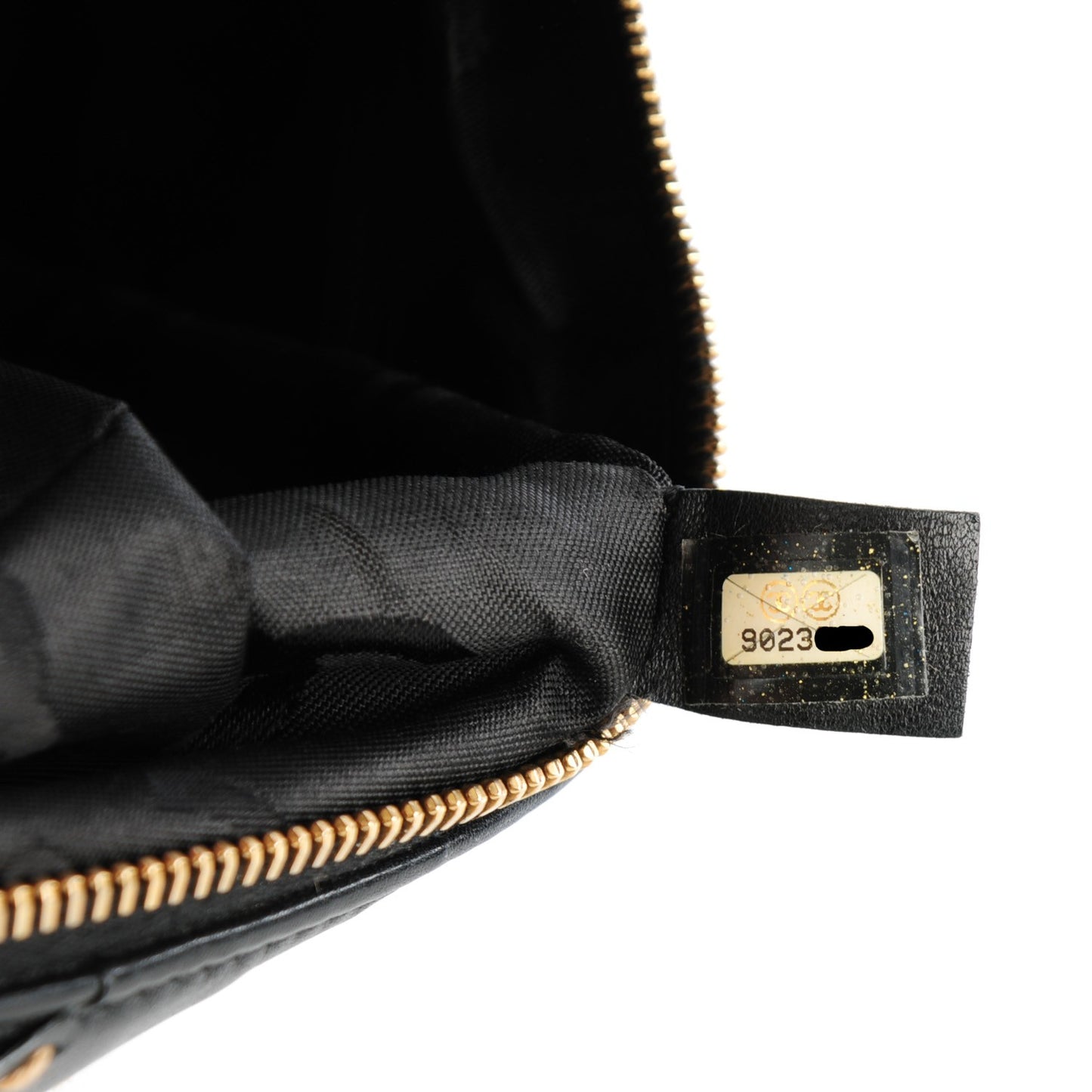 Calfskin Small CC Stitched Shoulder Bag Black