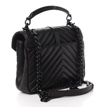 Saint Laurent Sheepskin Matelasse Chevron Monogram Monochrome Medium College Bag Black 2 of 11