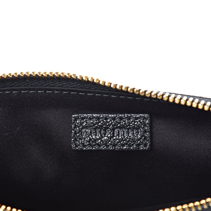 Miu Miu Goatskin Madras Blason Print Zip Envelope Black 6 of 8
