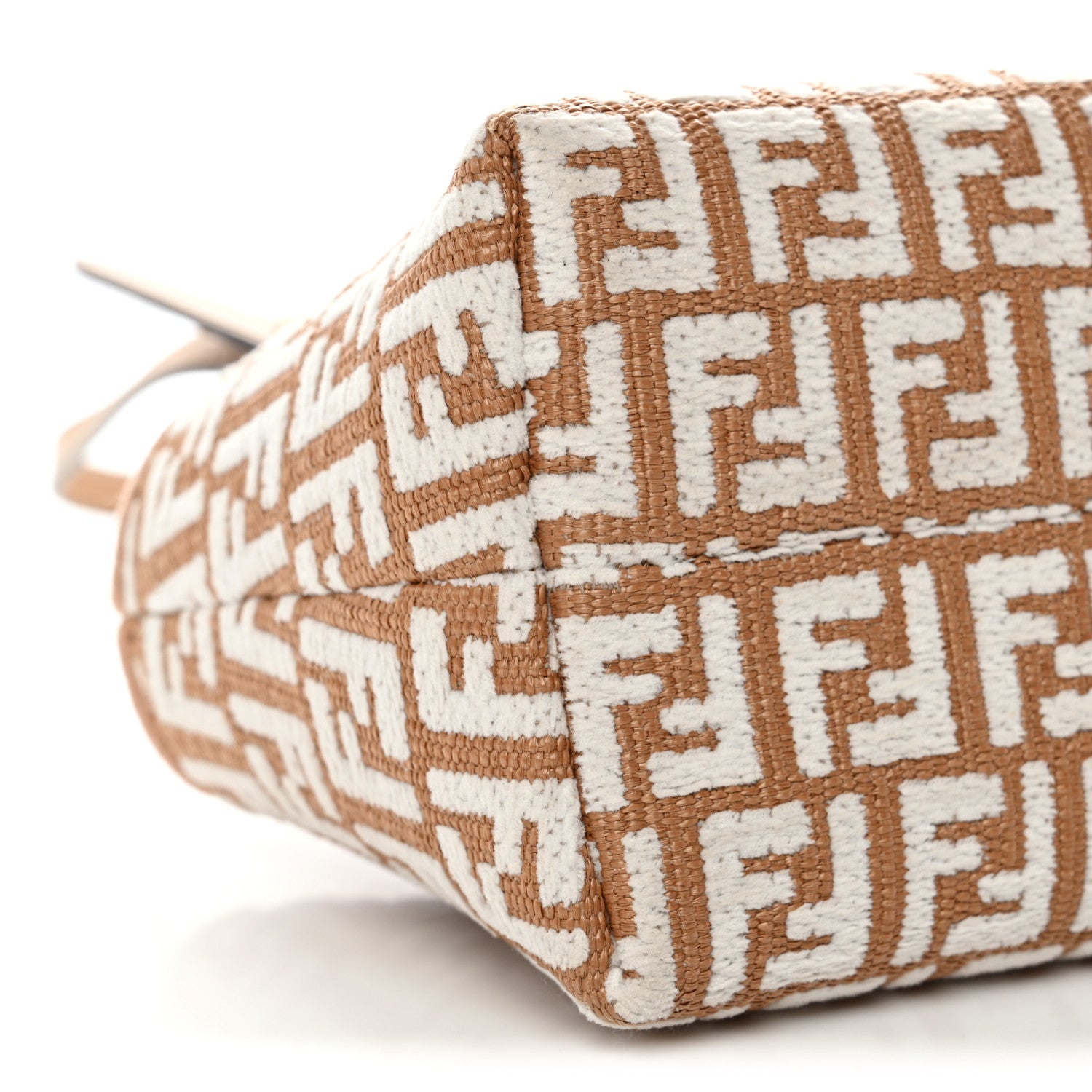 Fendi Raffia Chenille Vitello King Plexiglass Micro FF Mini By The Way Top Handle Boston Bag Naturale White 9 of 11