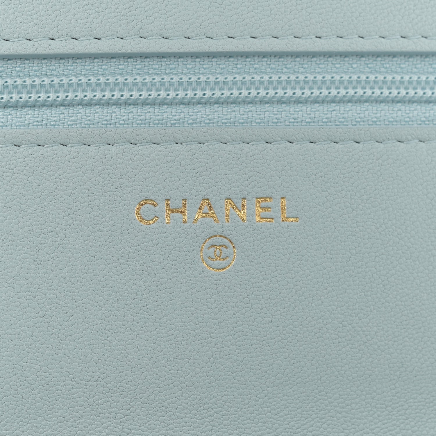 Chanel Lambskin Quilted Chanel 19 Wallet On Chain WOC Light Blue 6 of 14