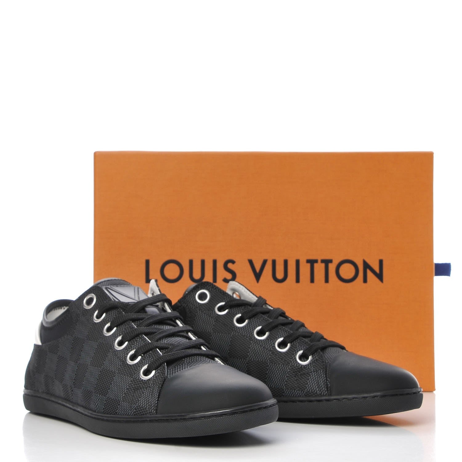 Louis Vuitton Lambskin Damier Graphite Baseball Sneakers 5 Black 9 of 9