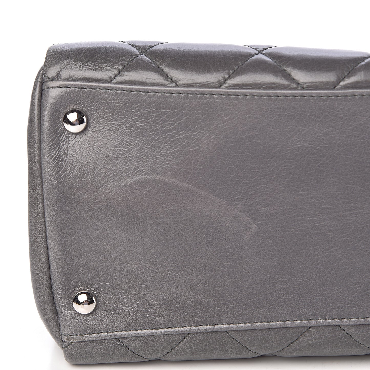 Glazed Calfskin Quilted Small CC Delivery Tote Grey