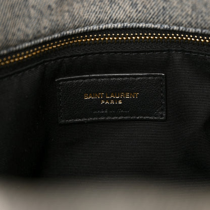 Saint Laurent Denim Quilted Medium Loulou Puffer Monogram Chain Satchel Azur 6 of 10