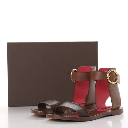 Louis Vuitton Calfskin Monogram Ocean Drive Flat Sandals 36.5 Cognac 11 of 11