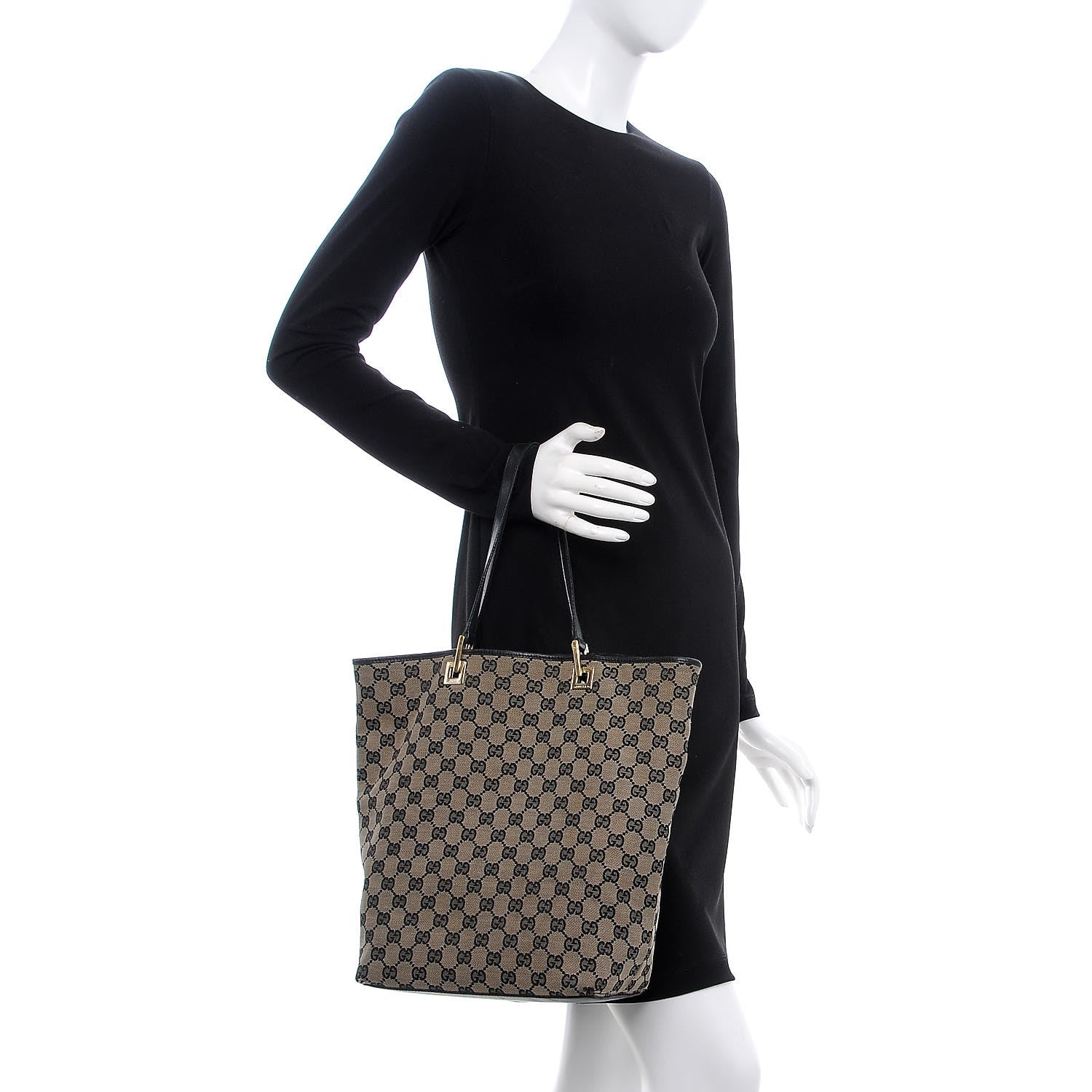 Gucci Monogram Large Bucket Tote Black 2 of 16