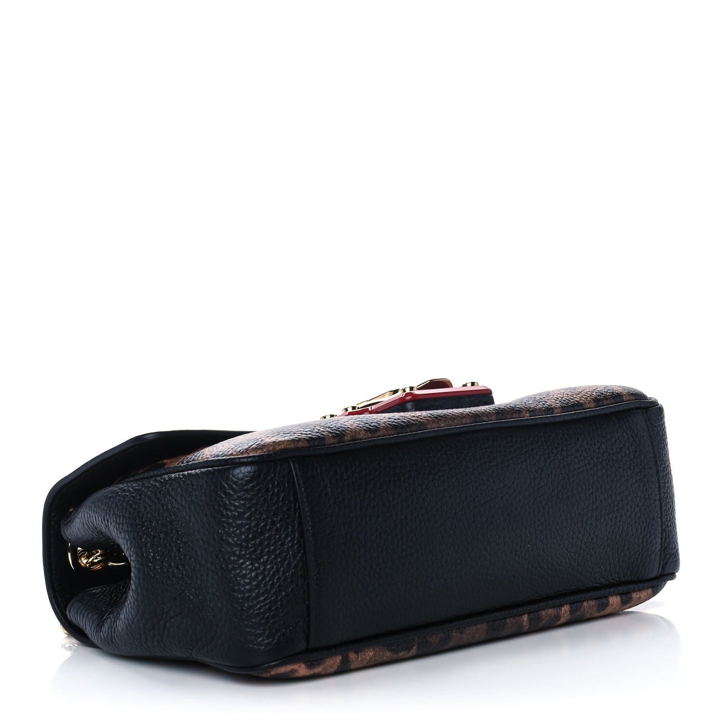 Calfskin Leopard Print Lucia Shoulder Bag Black