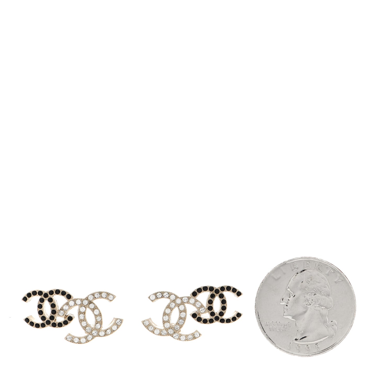 Crystal Double CC Earrings Gold Black