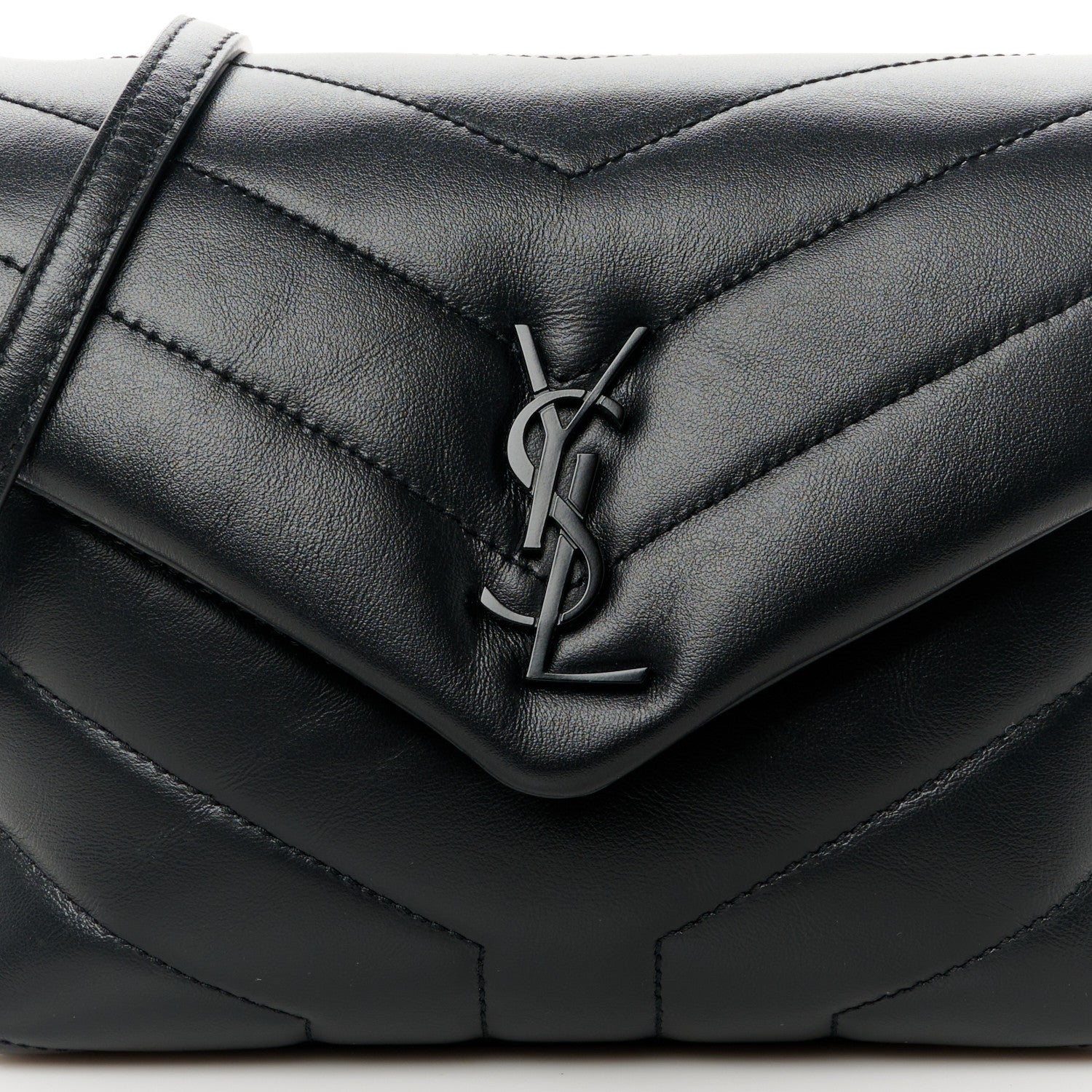 Saint Laurent Calfskin Y Quilted Monogram Monochrome Toy Loulou Crossbody Bag Black 9 of 11