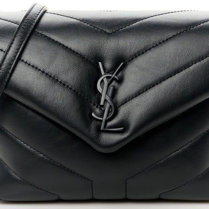 Saint Laurent Calfskin Y Quilted Monogram Monochrome Toy Loulou Crossbody Bag Black 9 of 11