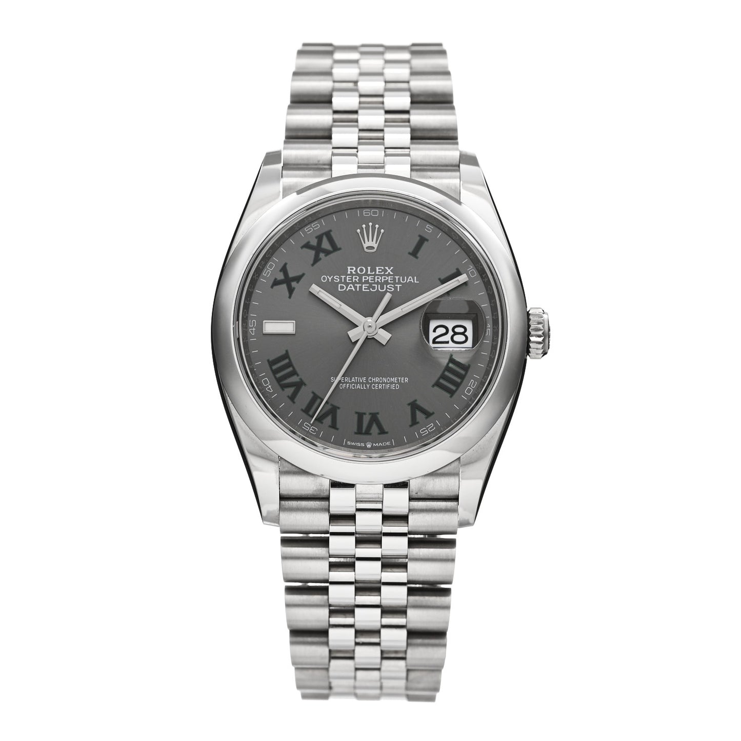 Stainless Steel 36mm Oyster Perpetual Wimbledon Datejust Watch Slate 126200