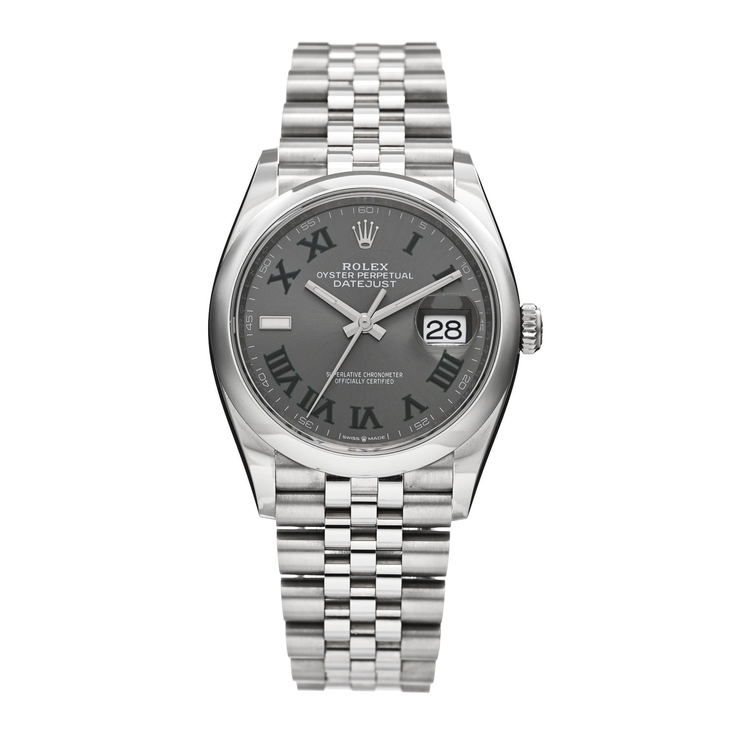 Rolex Stainless Steel 36mm Oyster Perpetual Wimbledon Datejust Watch Slate 126200 1 of 5