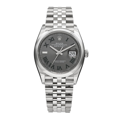 Rolex Stainless Steel 36mm Oyster Perpetual Wimbledon Datejust Watch Slate 126200 1 of 5