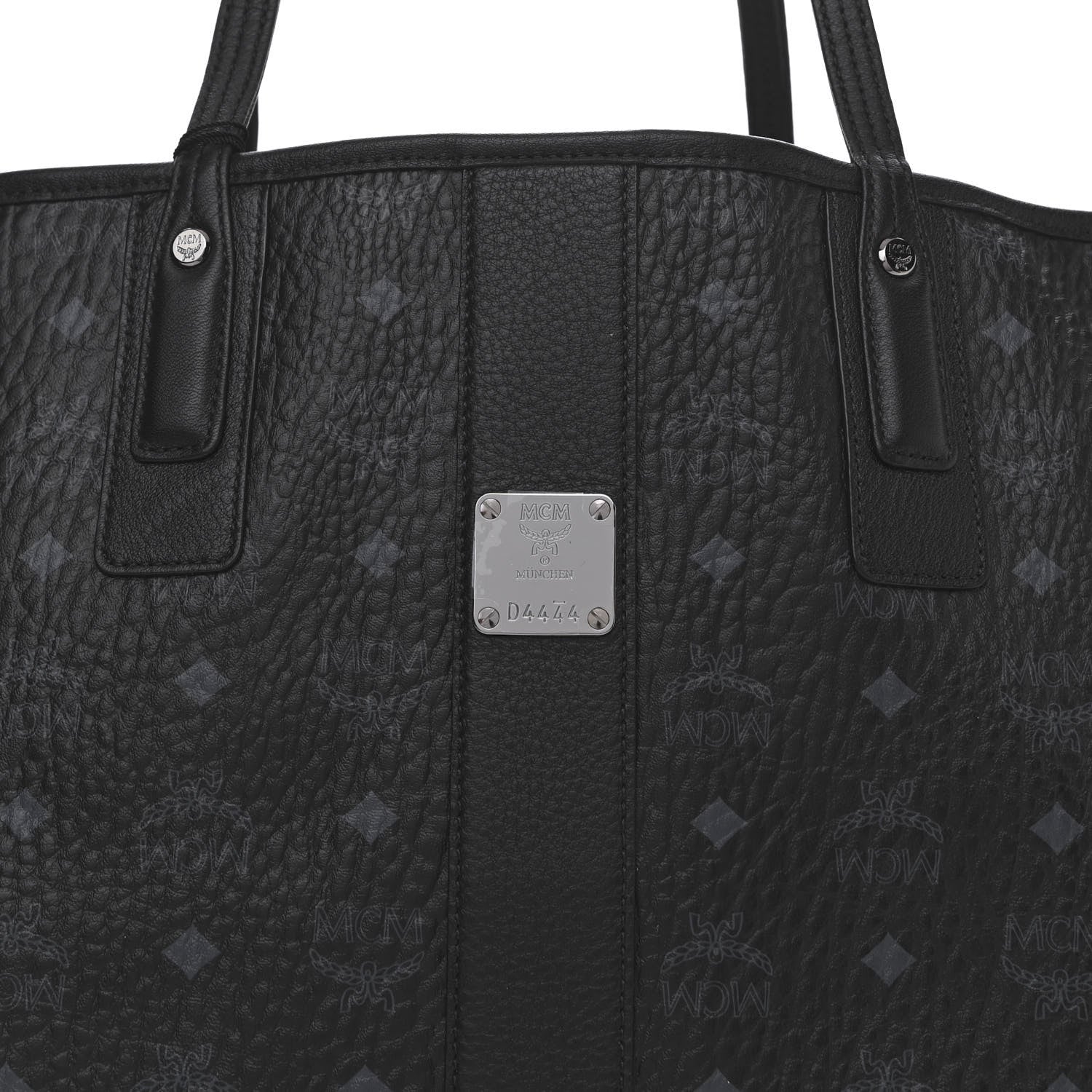 MCM Visetos Large Liz Reversible Shopper Tote Black 9 of 14