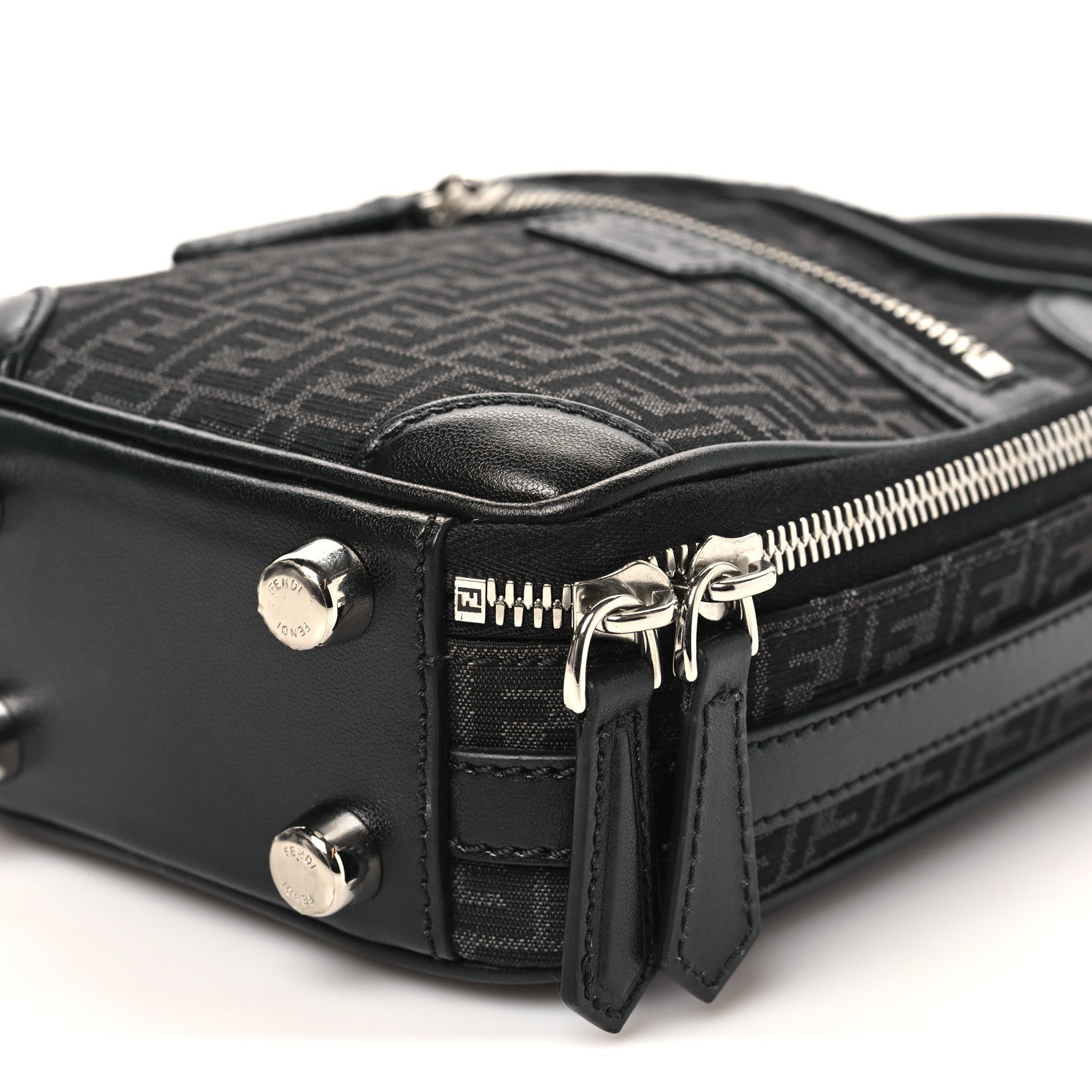 Fendi Recycled Fabric Jacquard Vitello Astro Micro FF Mini Trolley Bag Asfalto Black 9 of 9