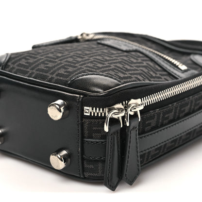 Fendi Recycled Fabric Jacquard Vitello Astro Micro FF Mini Trolley Bag Asfalto Black 9 of 9